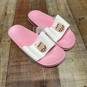 Smoko Boba pink and white slippers slides women's small